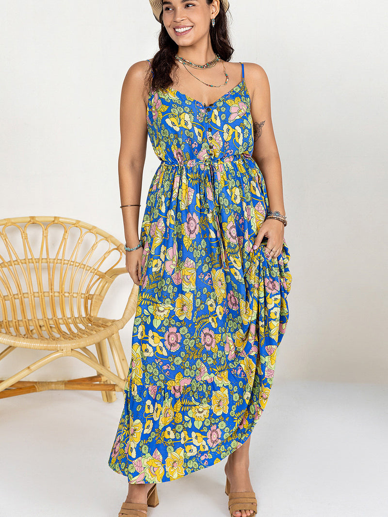 Drawstring Ruffle Hem Maxi Dress (Online Only)