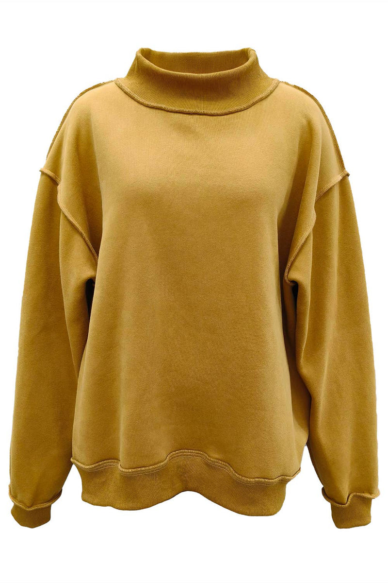Solid Reversible Mock Neck Sweatshirt Top