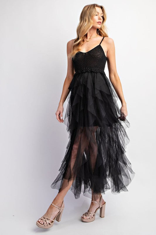 LOVELY TULLE MIDI CROCHET DRESS (Online Only/Ships from USA)