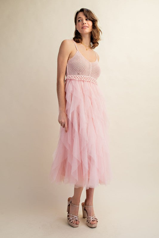 LOVELY TULLE MIDI CROCHET DRESS (Online Only/Ships from USA)