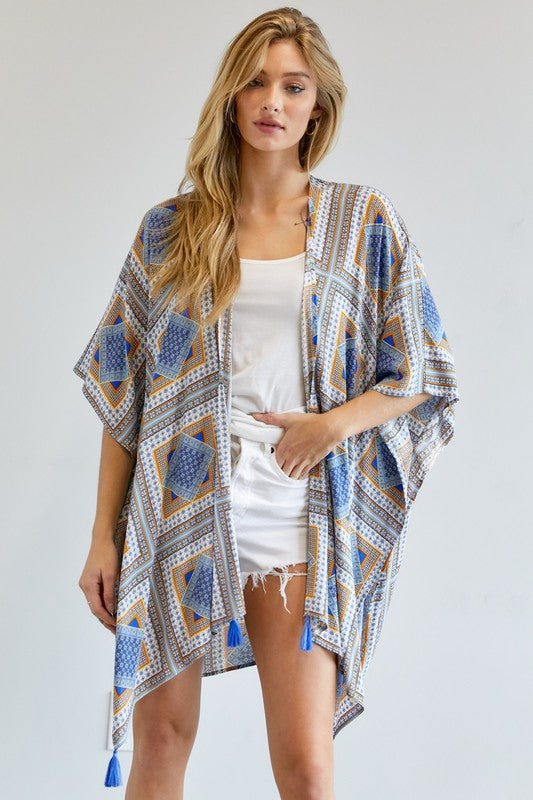 Printed Short Sleeve loose Kimono  (Online Only/Ships from USA)