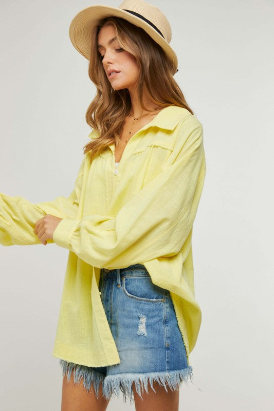 Button Down Relaxed Fit Shirt  (Online Only/Ships from USA)