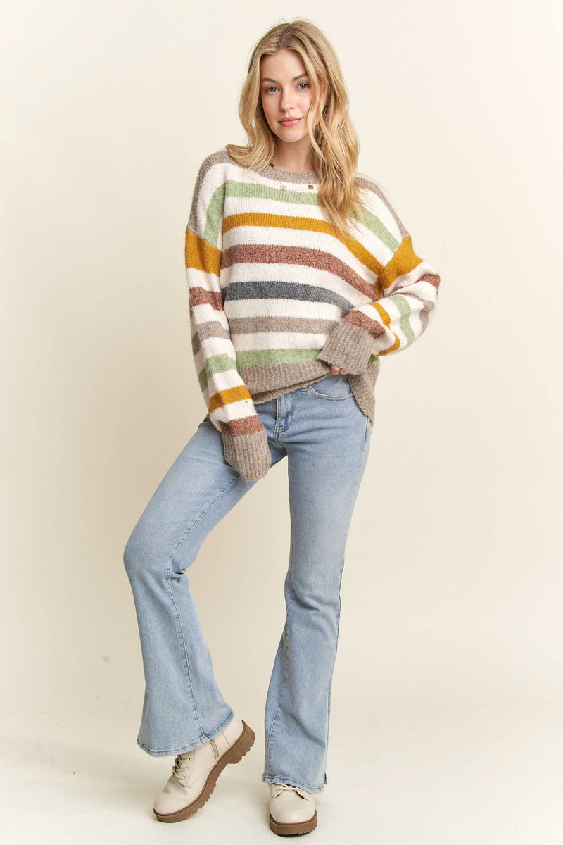 MULTICOLOR STRIPE SWEATER TOP