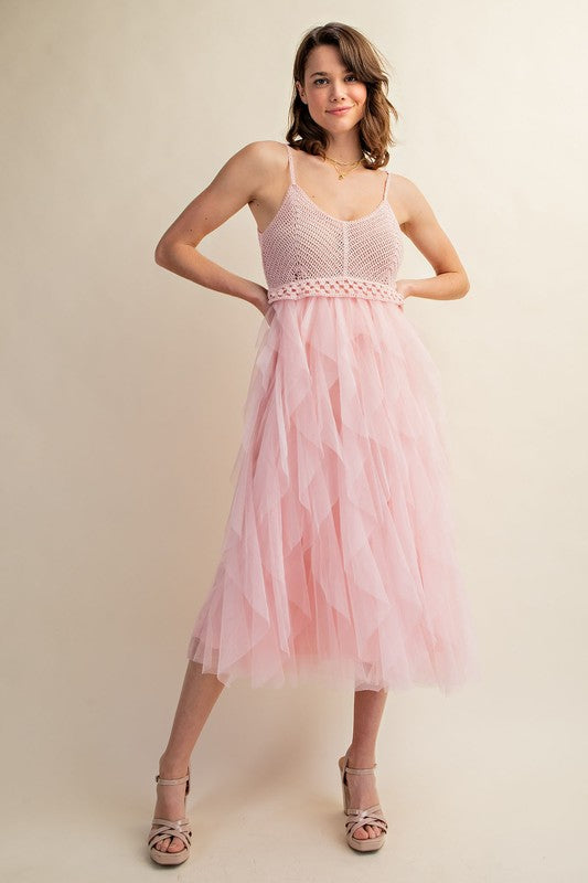 LOVELY TULLE MIDI CROCHET DRESS (Online Only/Ships from USA)