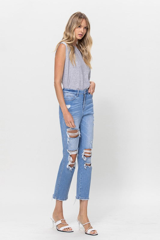 Stretch Super High Rise Crop Straight (Online Only)