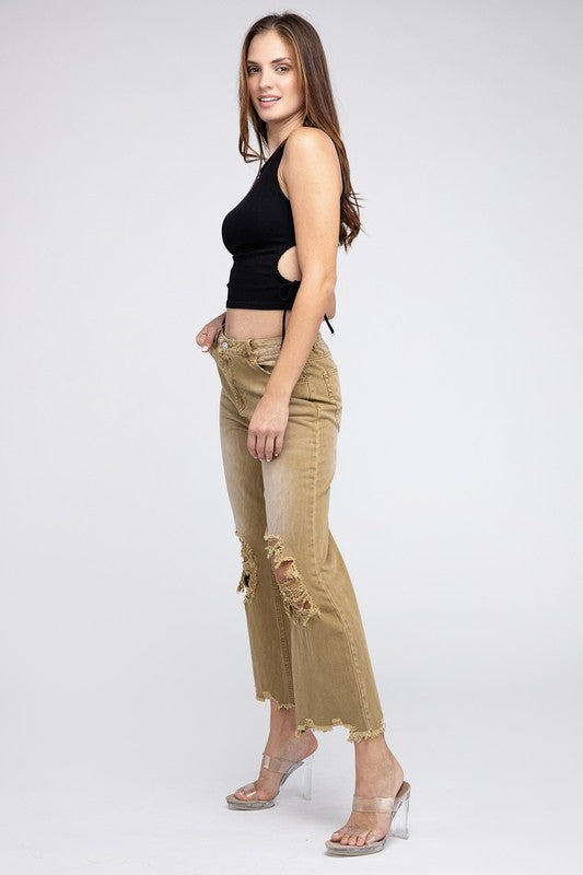 Distressed Vintage Washed Wide Leg Pants (Online Only/Ships from USA)