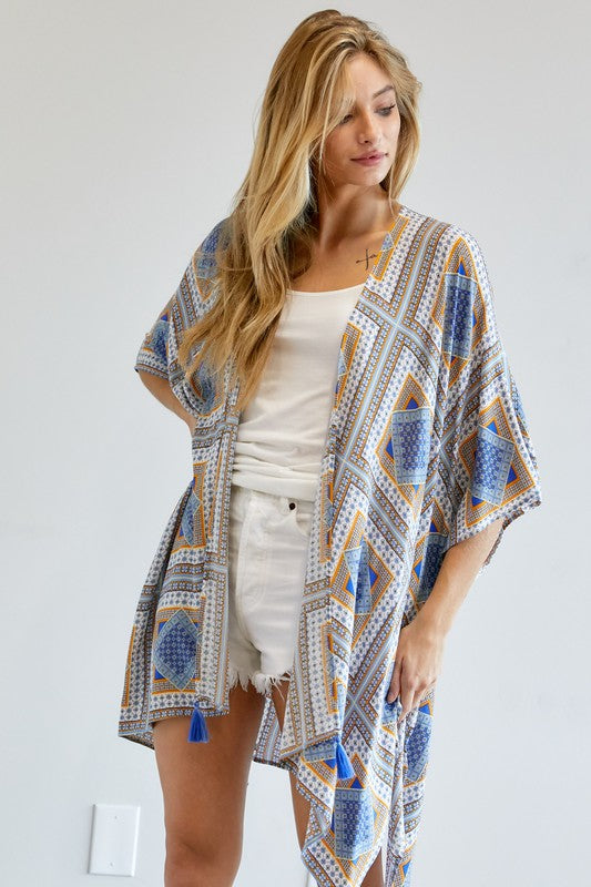 Printed Short Sleeve loose Kimono  (Online Only/Ships from USA)