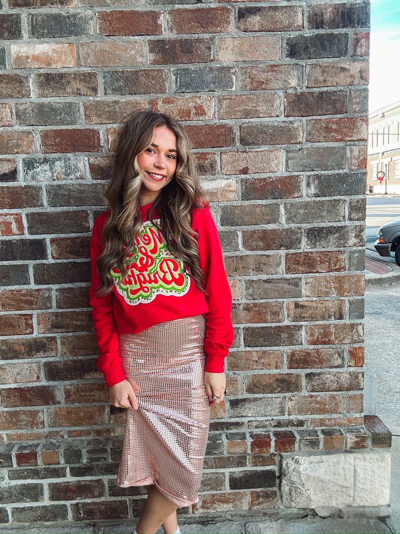 Chenille Merry & Bright Red Sweatshirt / Christmas