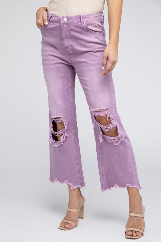 Distressed Vintage Washed Wide Leg Pants (Online Only/Ships from USA)