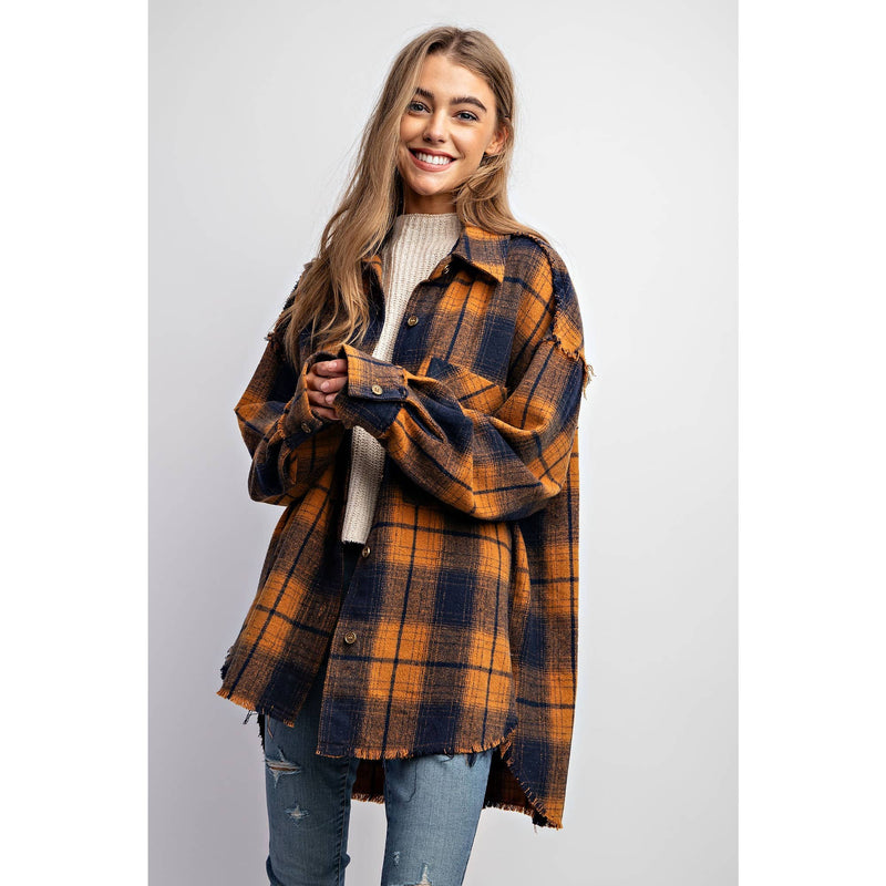 SUPER SOFT PLAID BUTTON DOWN SHIRT JACKET SHACKET
