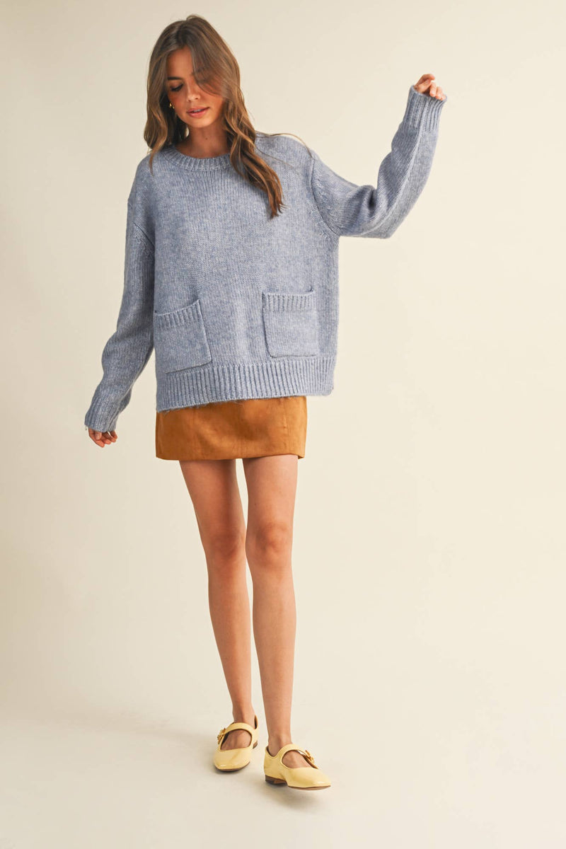 FRONT PATCH POCKET SWEATER TOP