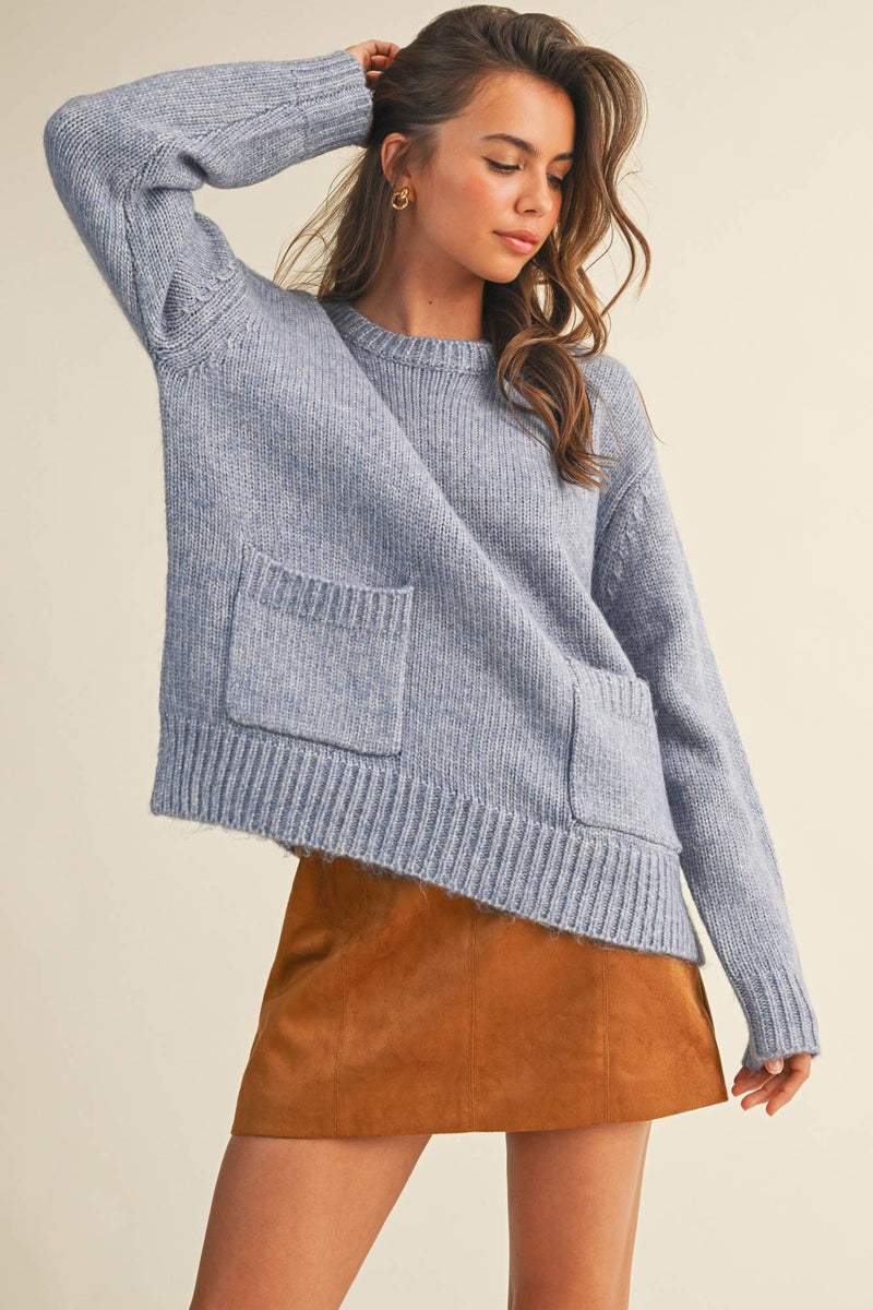 FRONT PATCH POCKET SWEATER TOP