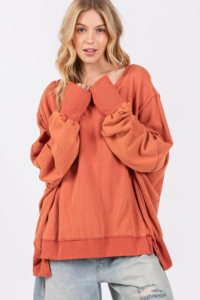 Mineral Wash Side Slit Oversized Sweatshirt (Online Only/Ships from USA)