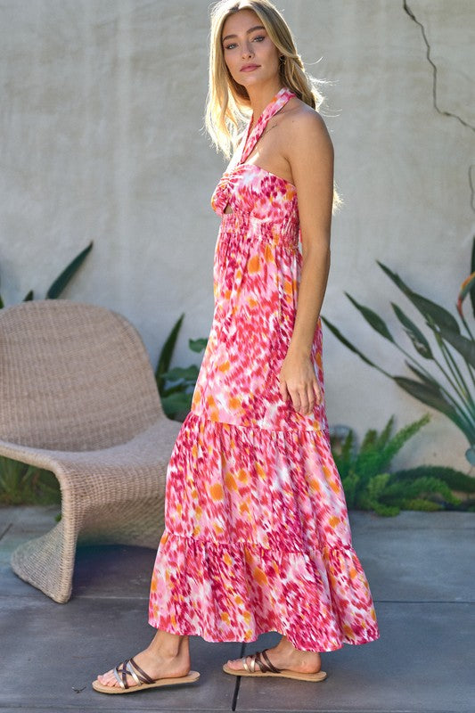 Printed Smocked Ruffle Maxi Dress  (Online Only/Ships from USA)