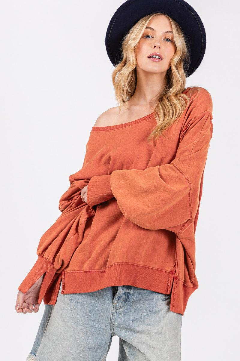 Mineral Wash Side Slit Oversized Sweatshirt (Online Only/Ships from USA)