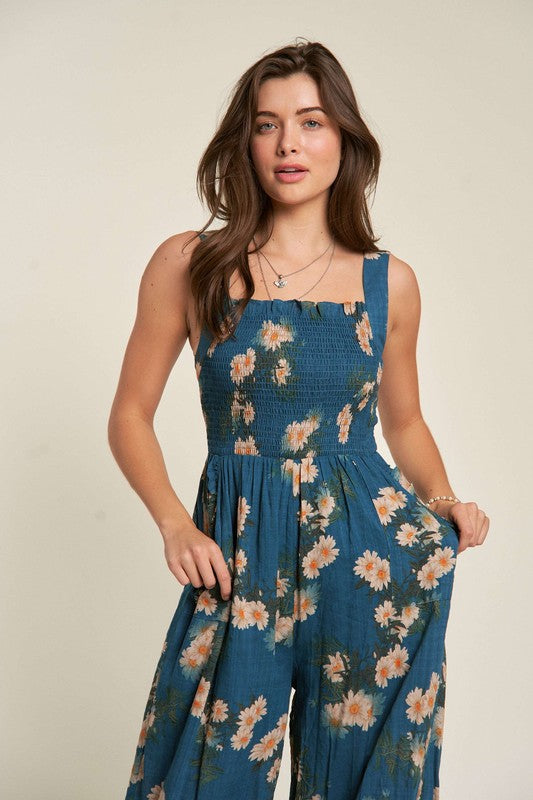 Floral Printed Ruffle Detail Jumpsuit (Online Only/Ships from USA)