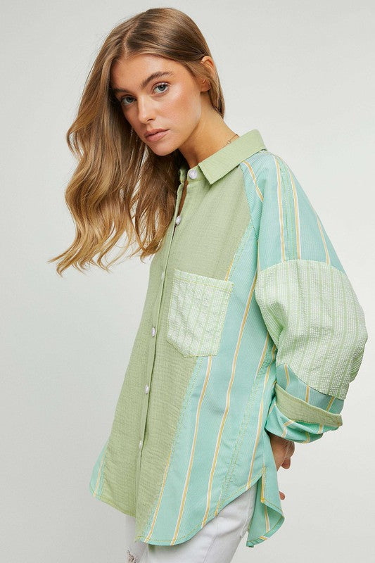 Plaid Stripe Shirt Top  (Online Only/Ships from USA)