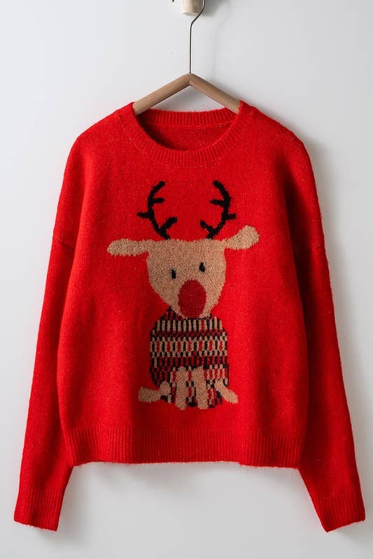 Rudolph Crewneck Knit Sweater