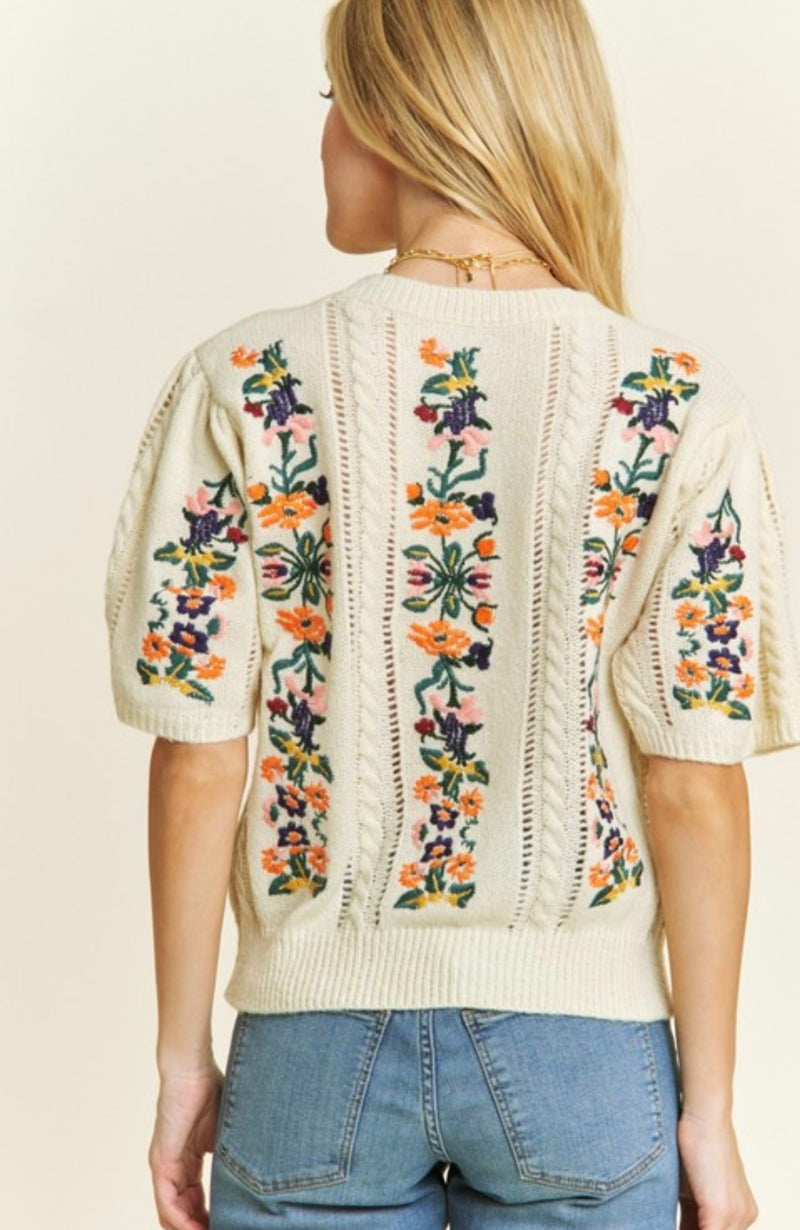 Floral Embroidery Pullover Sweater