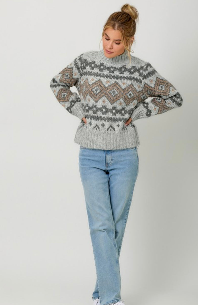 Fair Isle Mock Neck Sweater