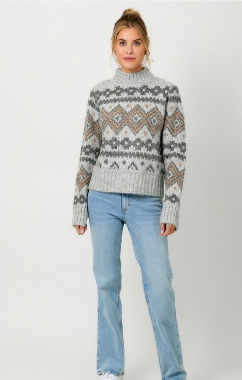 Fair Isle Mock Neck Sweater