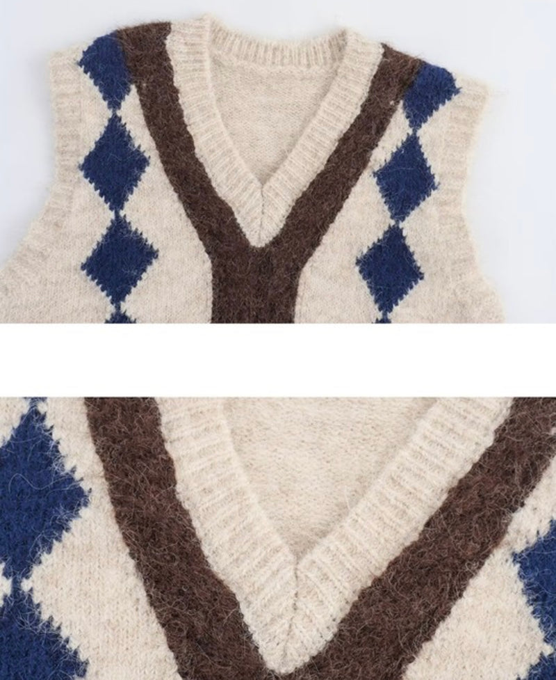 Geometric Pattern Knit Vest