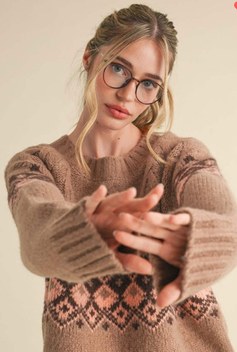 Cable Knit Fair Isle Sweater