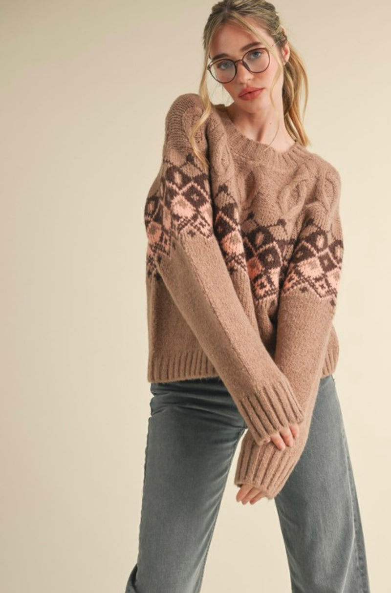 Cable Knit Fair Isle Sweater