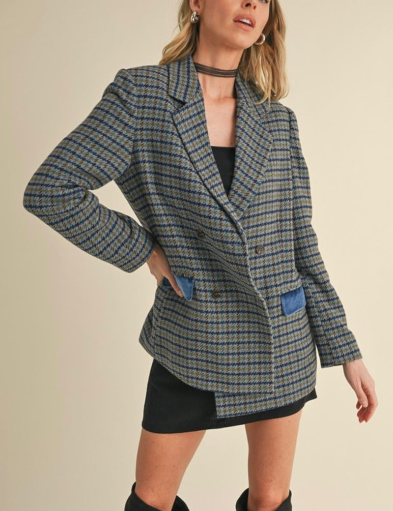 Houndstooth Double Breasted Blazer