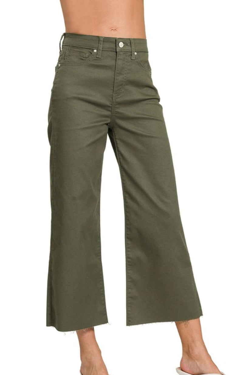 Zenana High Rise Flare Crop Pant