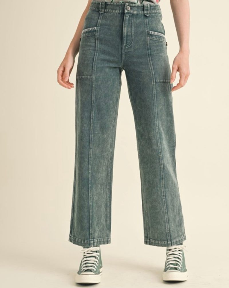 Scallop Stitch Straight Leg Denim