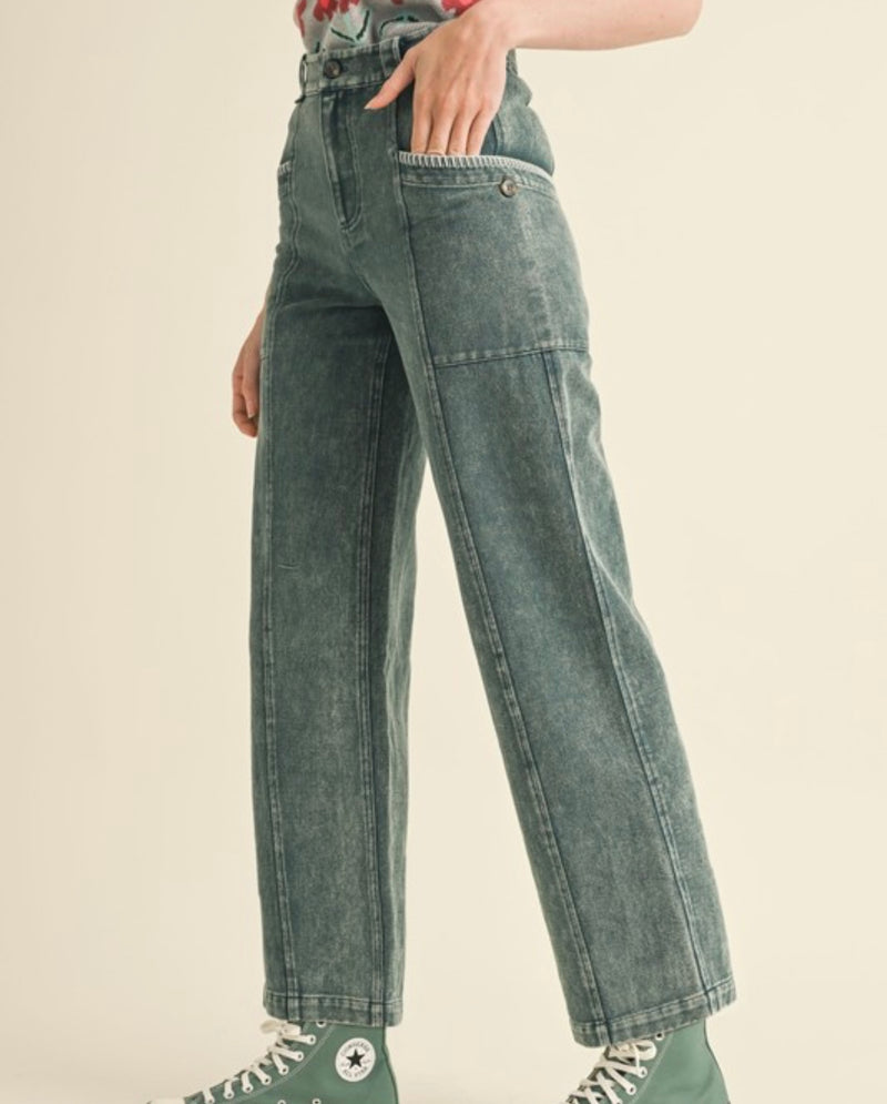 Scallop Stitch Straight Leg Denim