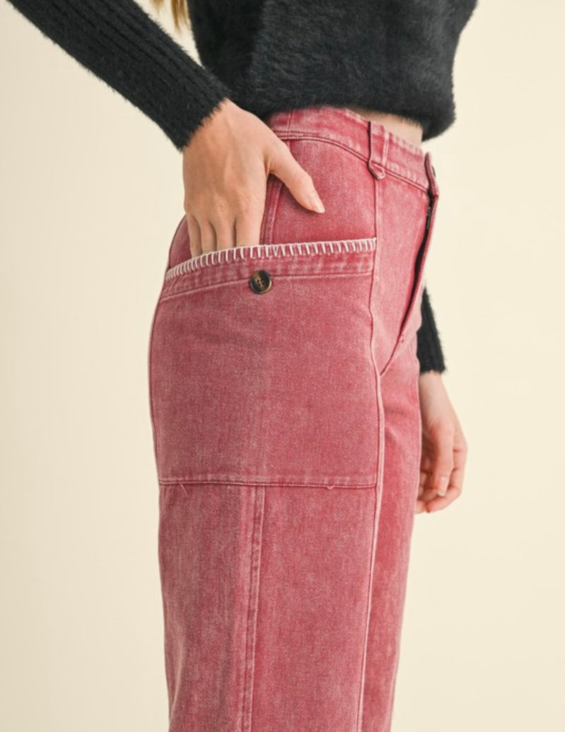 Scallop Stitch Straight Leg Denim