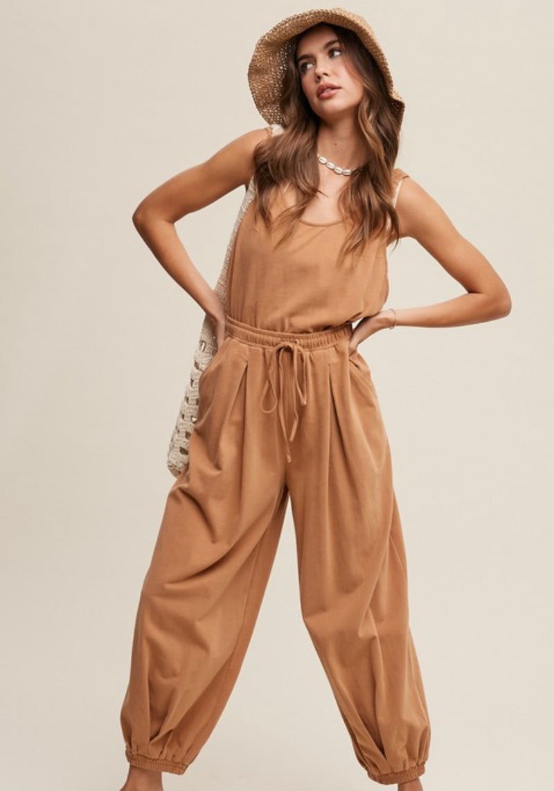 Tank and Jogger Pant Open Back Jumpsuit