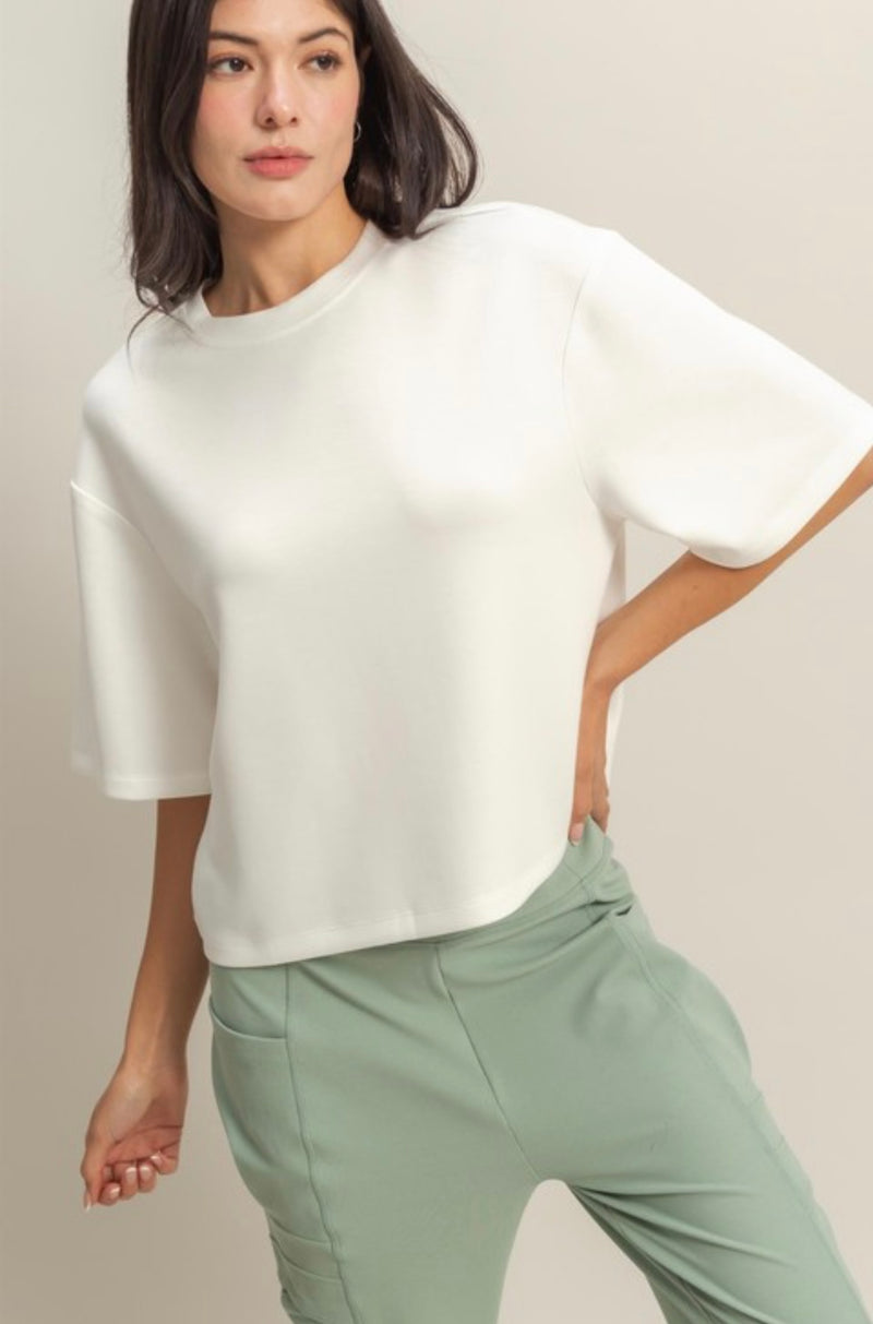 Short-Sleeved Cloud Knit Top