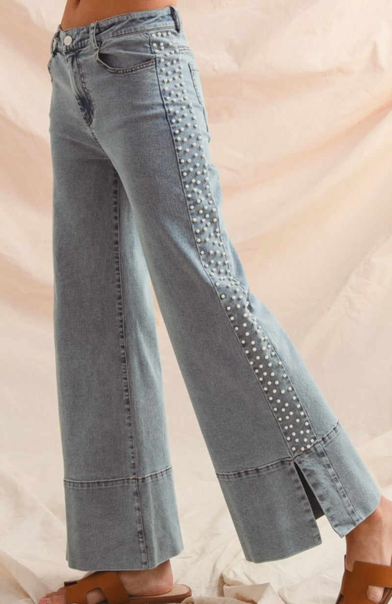 Queen of Pearls Mid Rise Denim