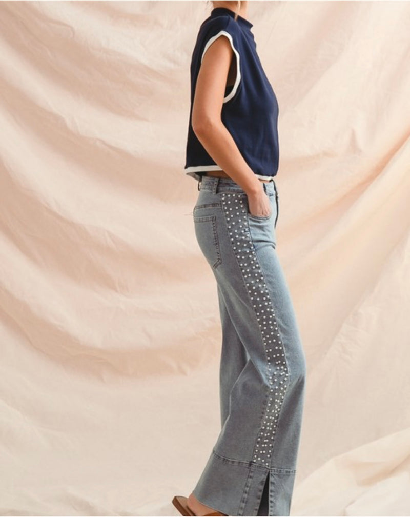 Queen of Pearls Mid Rise Denim