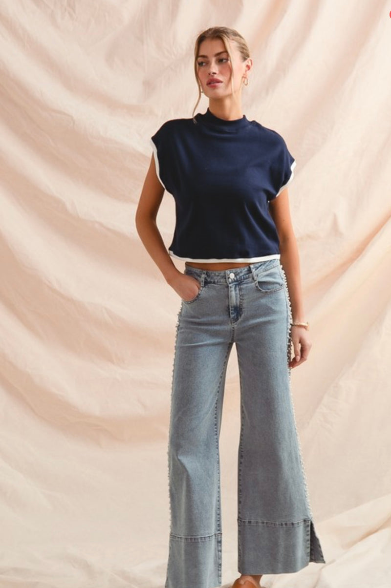 Queen of Pearls Mid Rise Denim