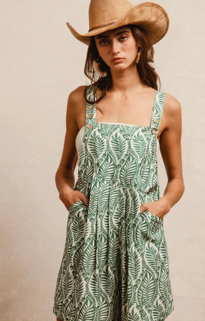 Jungle Love Short Overall with Pockets