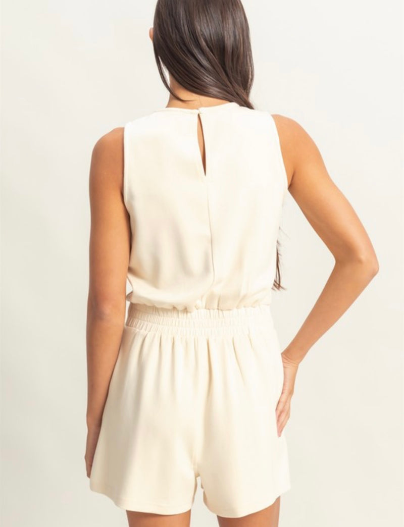 On The Go Drawstring Sleeveless Romper