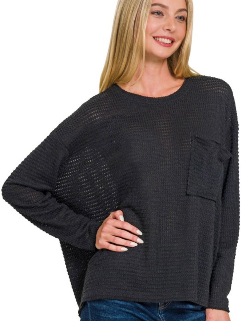 Drop Shoulder Boat Neck Jacquard Sweater