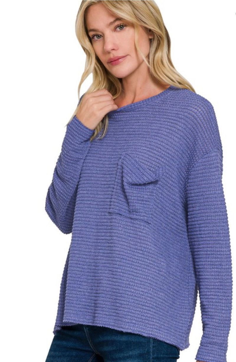 Drop Shoulder Boat Neck Jacquard Sweater