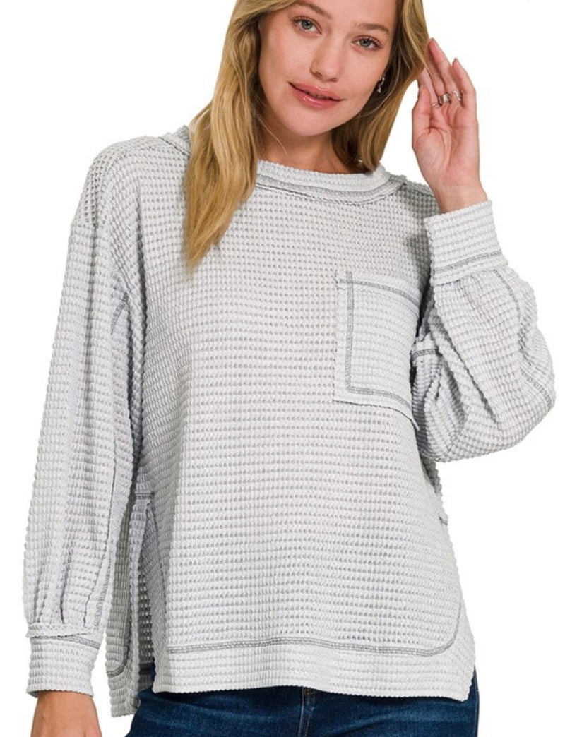 Hi-Low Exposed Seam Long Sleeve Top
