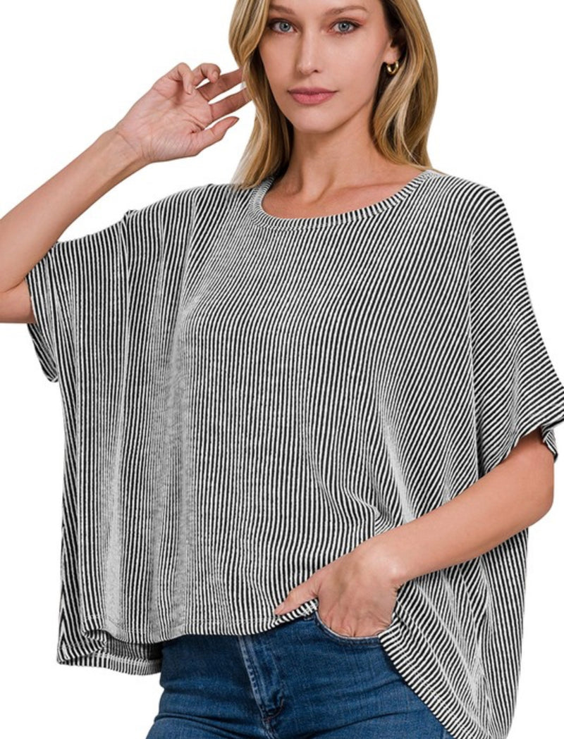 Ribbed Stripe Oversized SS Top
