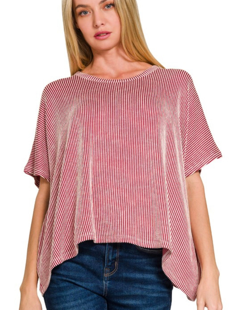 Ribbed Stripe Oversized SS Top