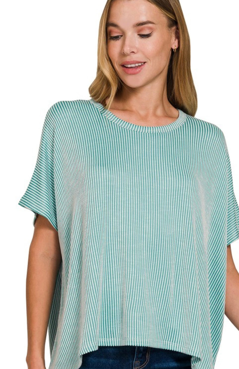 Ribbed Stripe Oversized SS Top