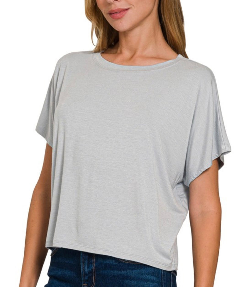 Cropped Round Neck Tee