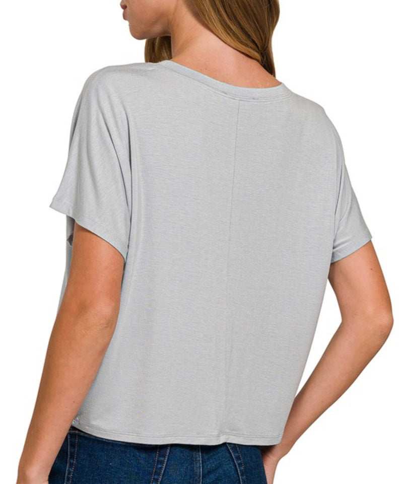 Cropped Round Neck Tee