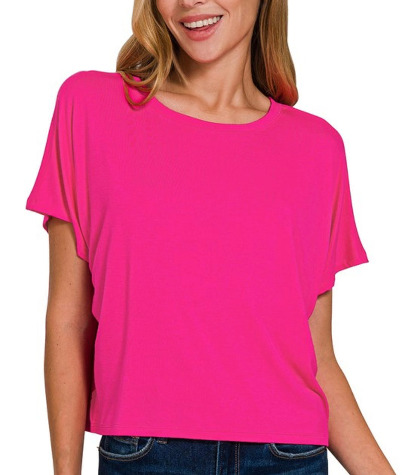 Cropped Round Neck Tee