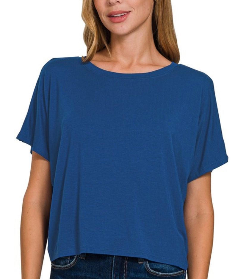 Cropped Round Neck Tee